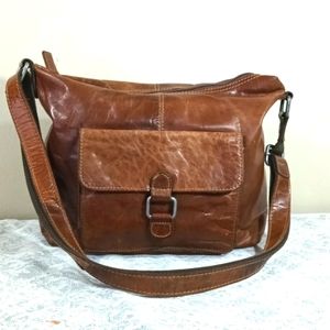 Jack Georges Brown Voyager  Genuine Leather Adjustable Crossbody Bag